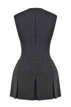 Pleated Skirt Fishbone Slim Sleeveless Dress aclosy