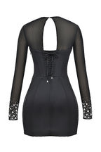 ARINA CRYSTAL BLACK MINI DRESS
