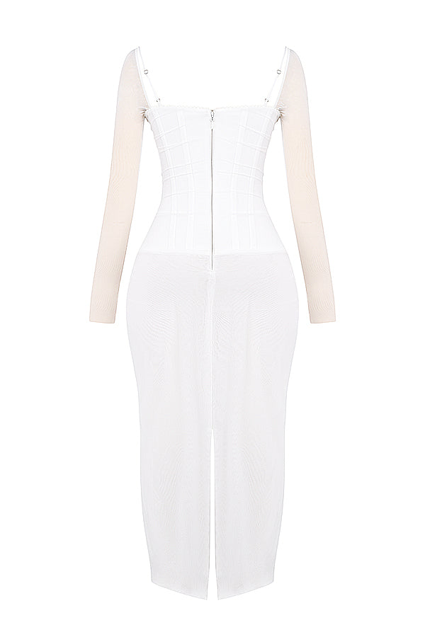 Mesh Stitching Lace Mid-length Dress Aclosy