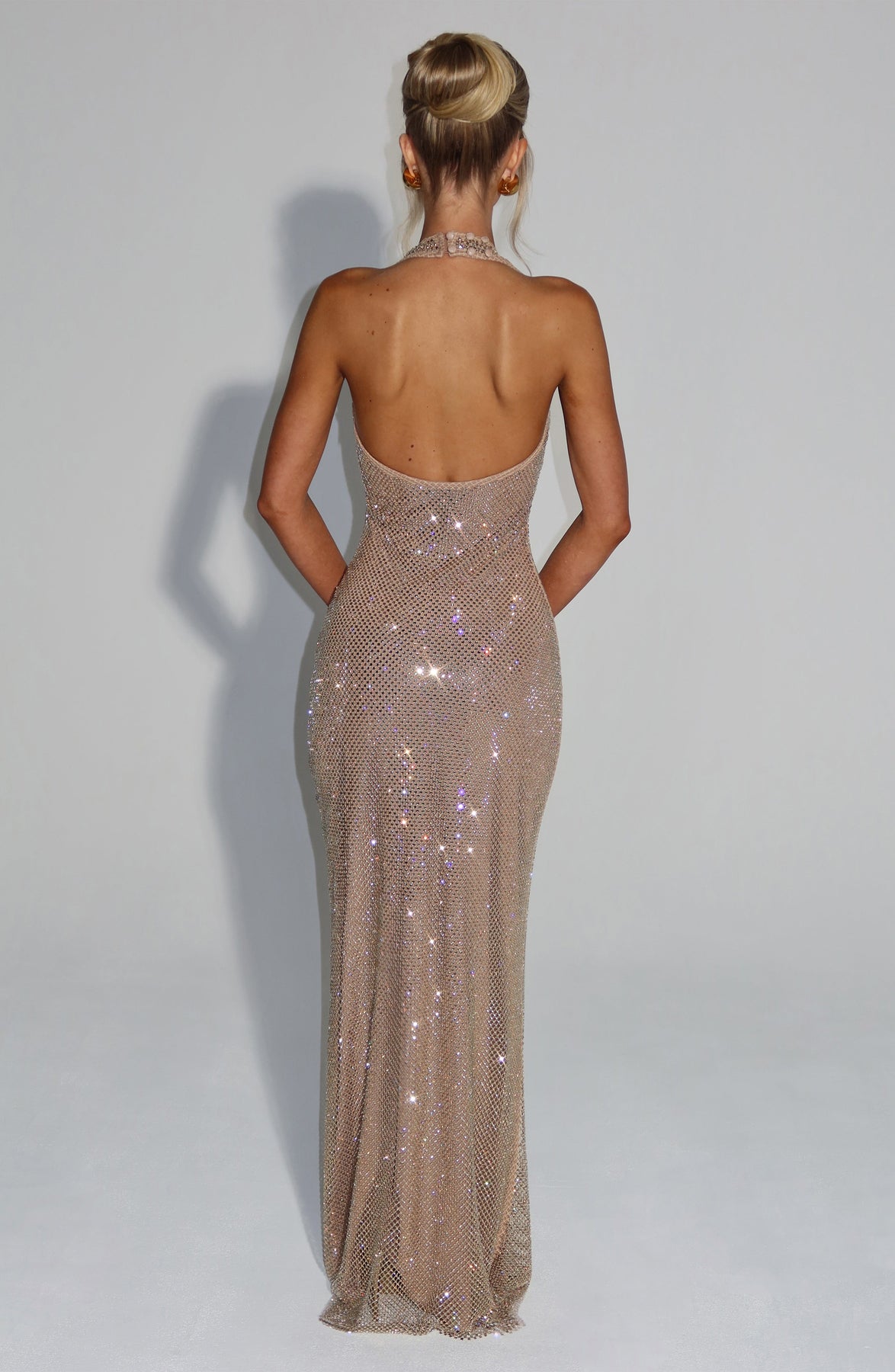 Elegant Sequins Backless Maxi Dress