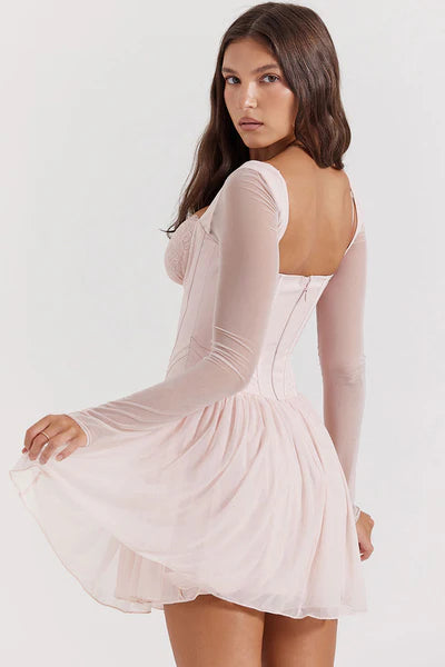 Iver Pink Lace Sweetheart Corset Mini Dress