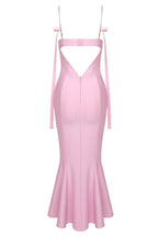 Women's Pink Chain Fishtail Bandage One-piece Dress Aclosy