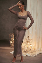 Mesh Stitching Lace Mid-length Dress Aclosy