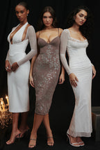 Mesh Stitching Lace Mid-length Dress Aclosy