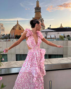 Marisol | Halterneck Floral Backless Maxi Dress