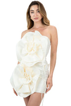 Minority Design Sense Three-dimensional Flower Tube Top Waist Dress Aclosy