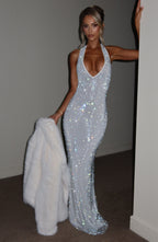 Elegant Sequins Backless Maxi Dress