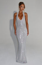Elegant Sequins Backless Maxi Dress