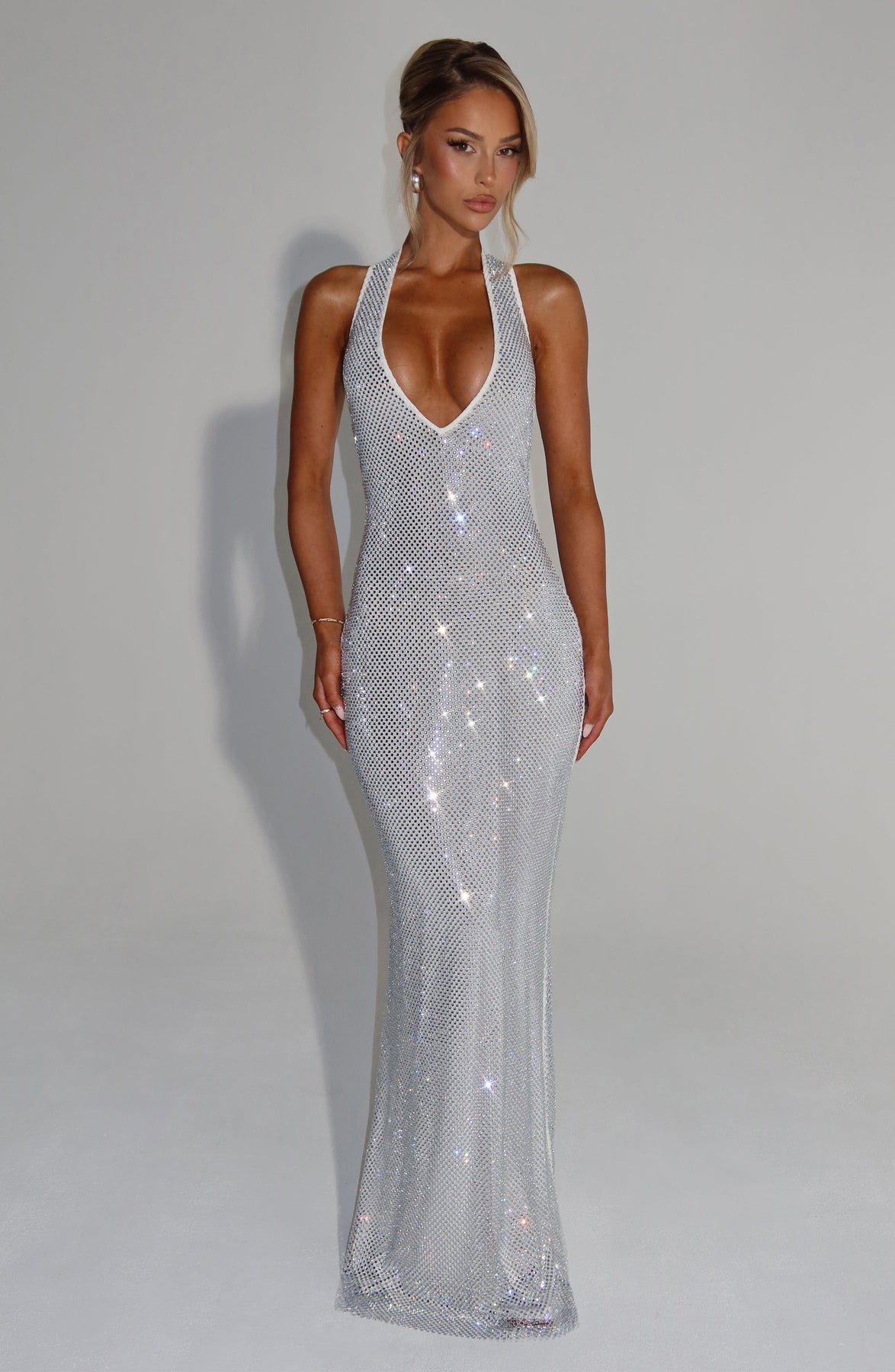 Elegant Sequins Backless Maxi Dress