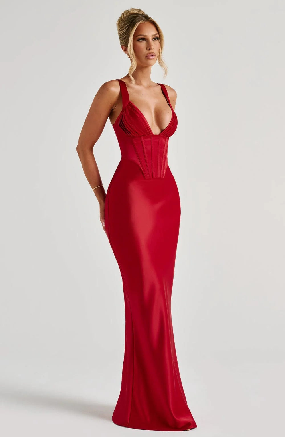 Aleka Perfect Corset Red Maxi Dress