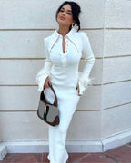 Women's Fashion Temperament Polo Collar Long Dresses Aclosy