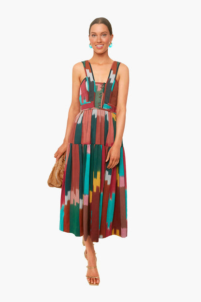 Printed Contrast Long Dress Fashion Print Tie Dye Aclosy