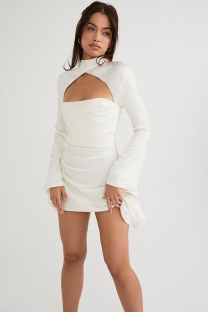 Printed Slim-fit Hollowed Fashion Women's Dress aclosy