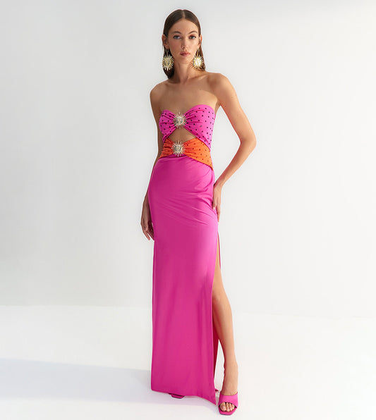 Women's Fashion High-grade Chest Wrap Hollow Dress Aclosy