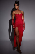 Stitching Slim-fit Shiny Split Suspender Dress Aclosy