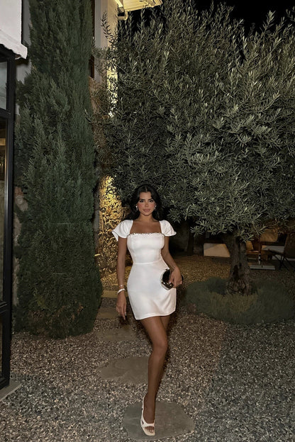 Saliya Rhinestone Off-neck  Bandage Dress