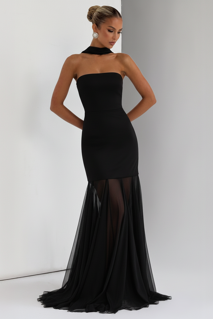 Elerna Strapless Hugging Mermaid Maxi Dress