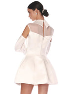 YARNA SATIN MINI DRESS-WHITE