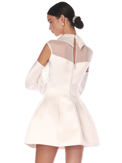 YARNA SATIN MINI DRESS-WHITE