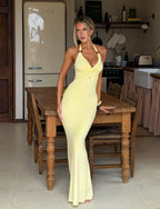 CHIC YELLOW HALTER MAXI DRESS