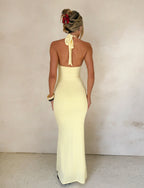 CHIC YELLOW HALTER MAXI DRESS