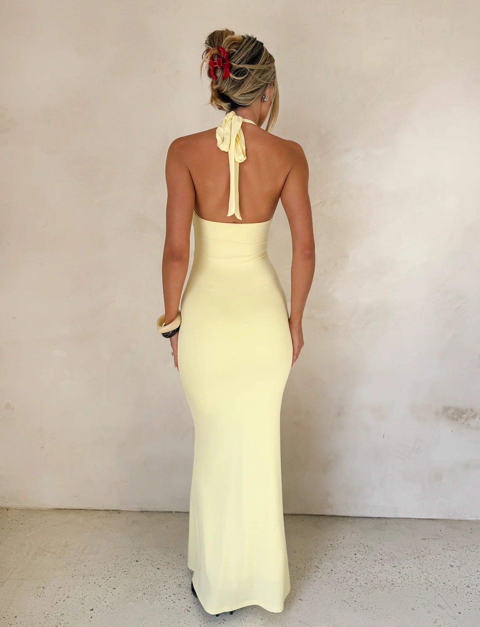 CHIC YELLOW HALTER MAXI DRESS