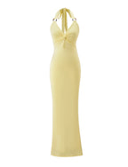 CHIC YELLOW HALTER MAXI DRESS