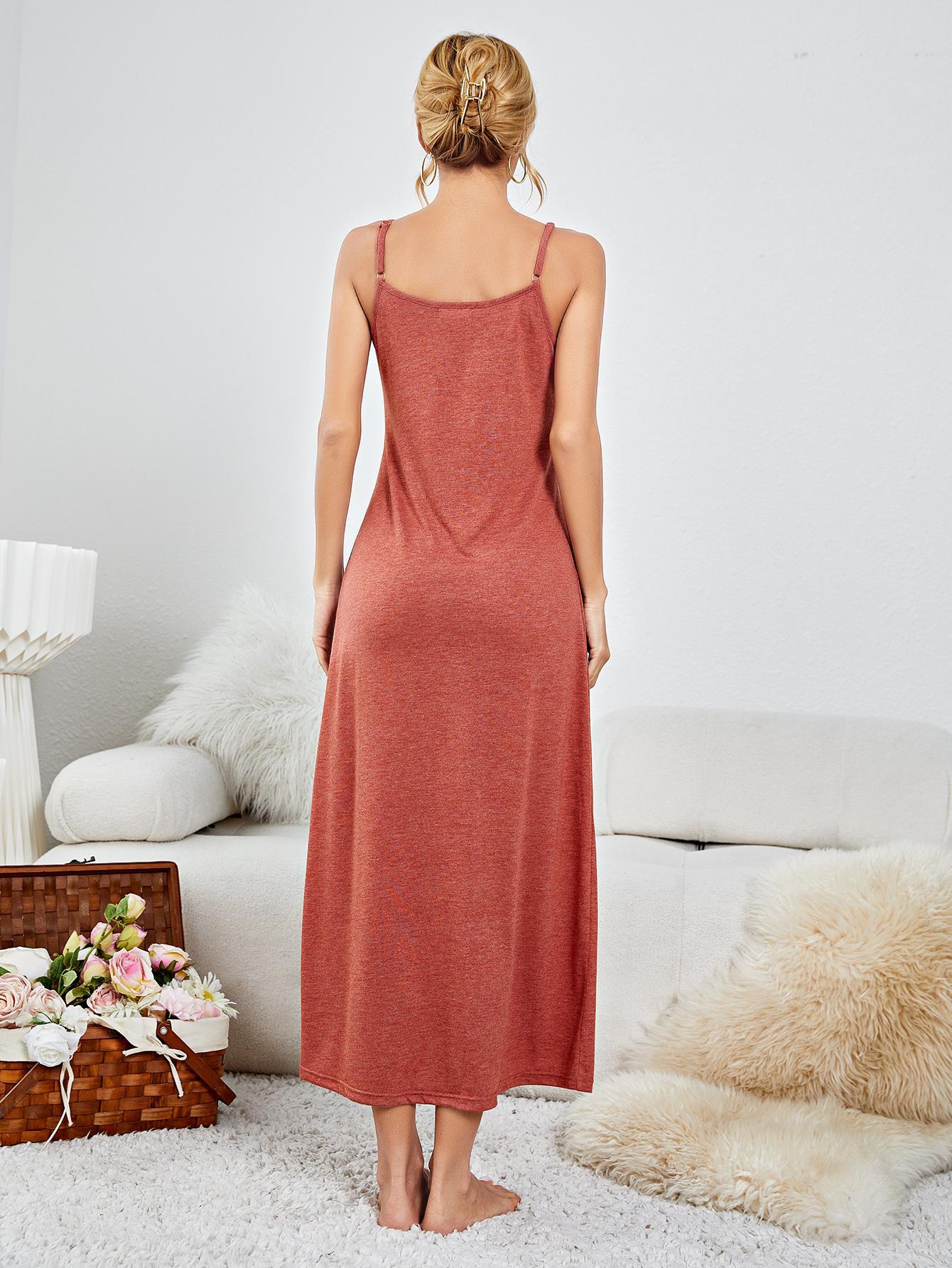 Scoop Neck Spaghetti Strap Night Dress Trendsi