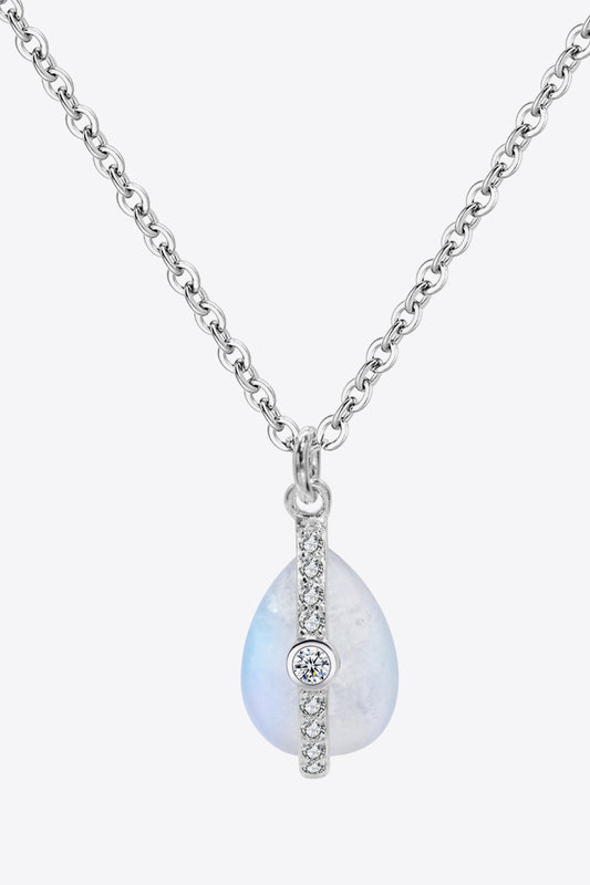 Natural Moonstone and Zircon Pendant Necklace Trendsi