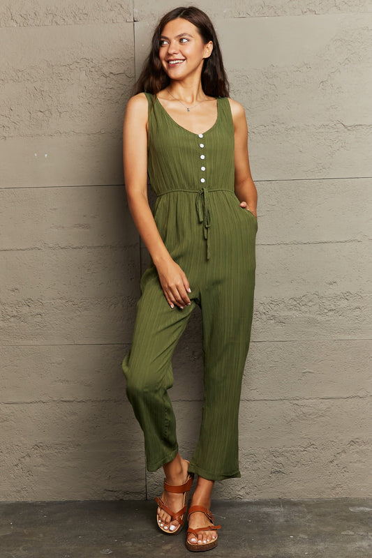 Tied Sleeveless Jumpsuit with Pockets Trendsi