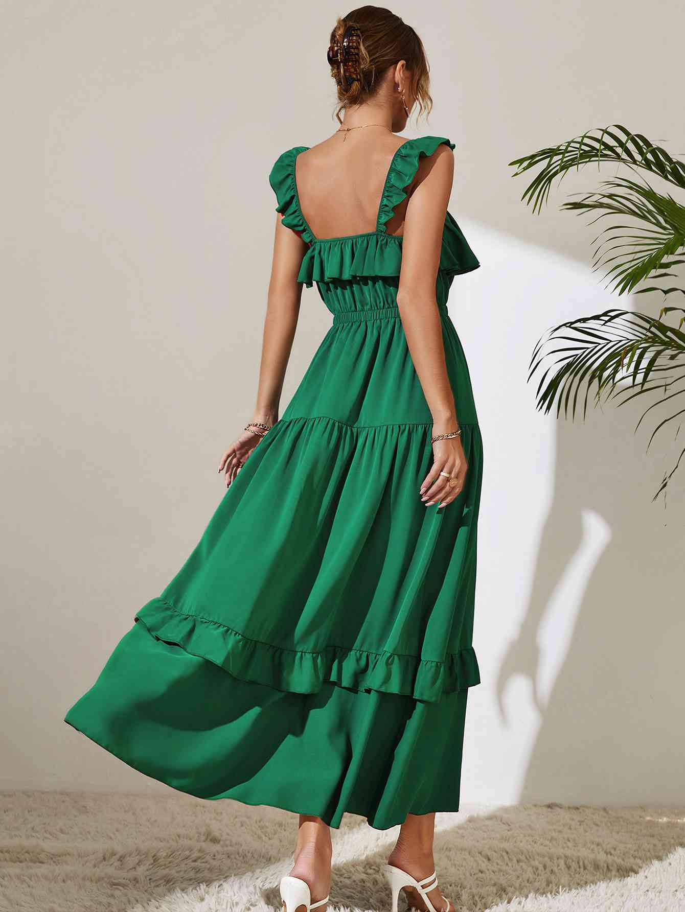 Square Neck Ruffled Maxi Dress Trendsi