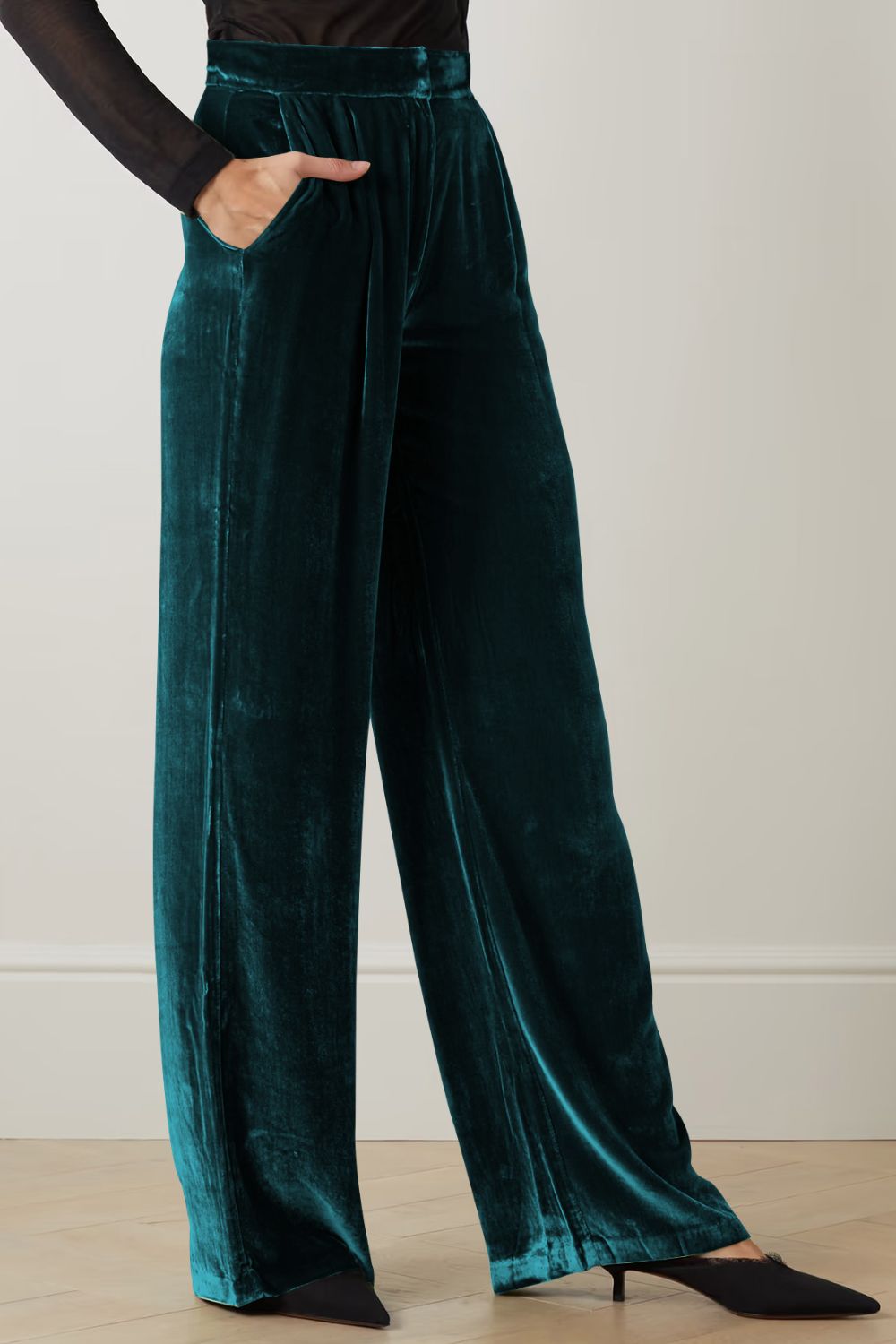 Double Take Loose Fit High Waist Long Pants with Pockets Trendsi