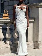 Zenob Ivory Corset Maxi Dress aclosy
