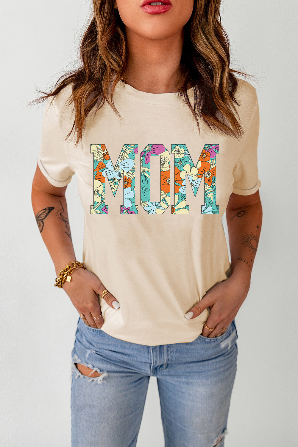MOM Floral Graphic T-Shirt Trendsi