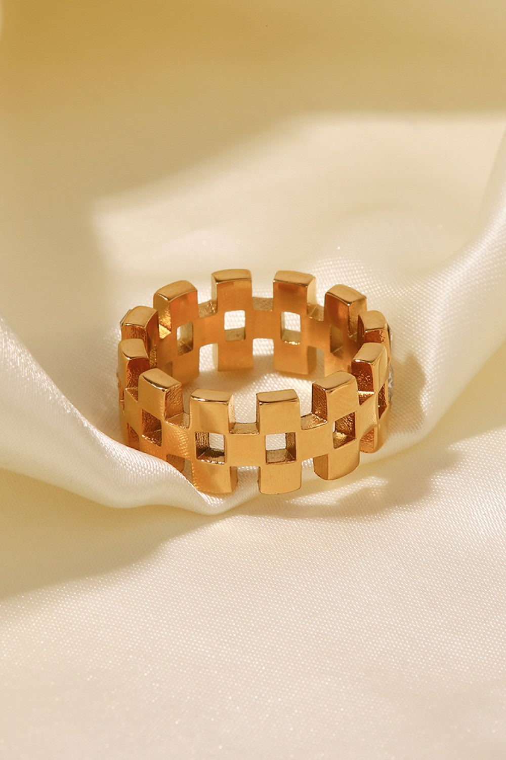 Contrast Stainless Steel 18K Gold-Plated Ring Trendsi