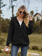 Zip Up Drawstring Long Sleeve Hooded Jacket Trendsi