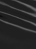 Satin V-neck Side Gathered Dress aclosy