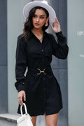 Belted Mini Shirt Dress Trendsi