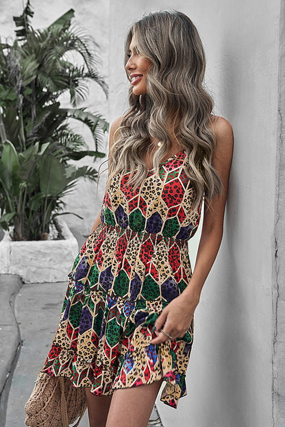 Leopard Geometric Print Dress Trendsi