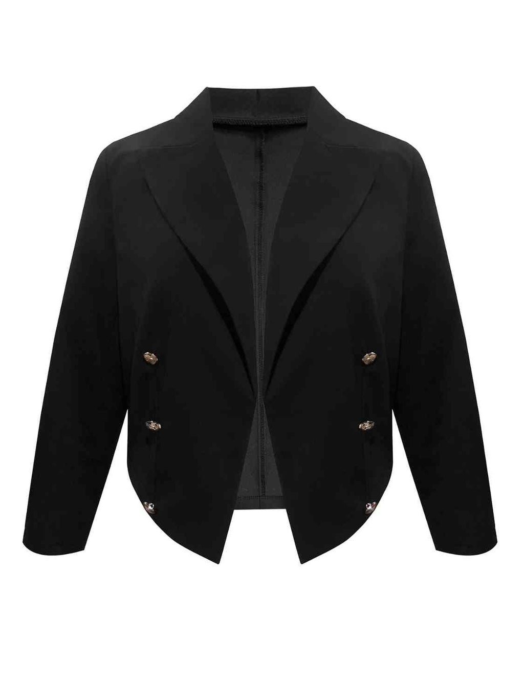 Plus Size Buttoned Lapel Collar Long Sleeve Blazer Trendsi