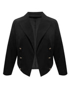Plus Size Buttoned Lapel Collar Long Sleeve Blazer Trendsi