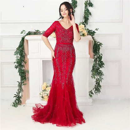 Women's Fishtail Wedding Evening Dress aclosy