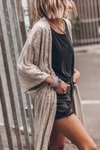 Sequin Open Front Duster Cardigan Trendsi