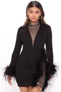 CHIC CELEB FUR MINI PARTY DRESS aclosy