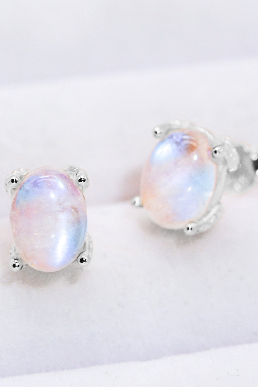 Natural Moonstone 4-Prong Stud Earrings Trendsi