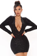 Mini Swing Collar Party Dress-Black aclosy
