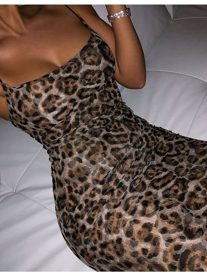 Leopard print camisole dress aclosy