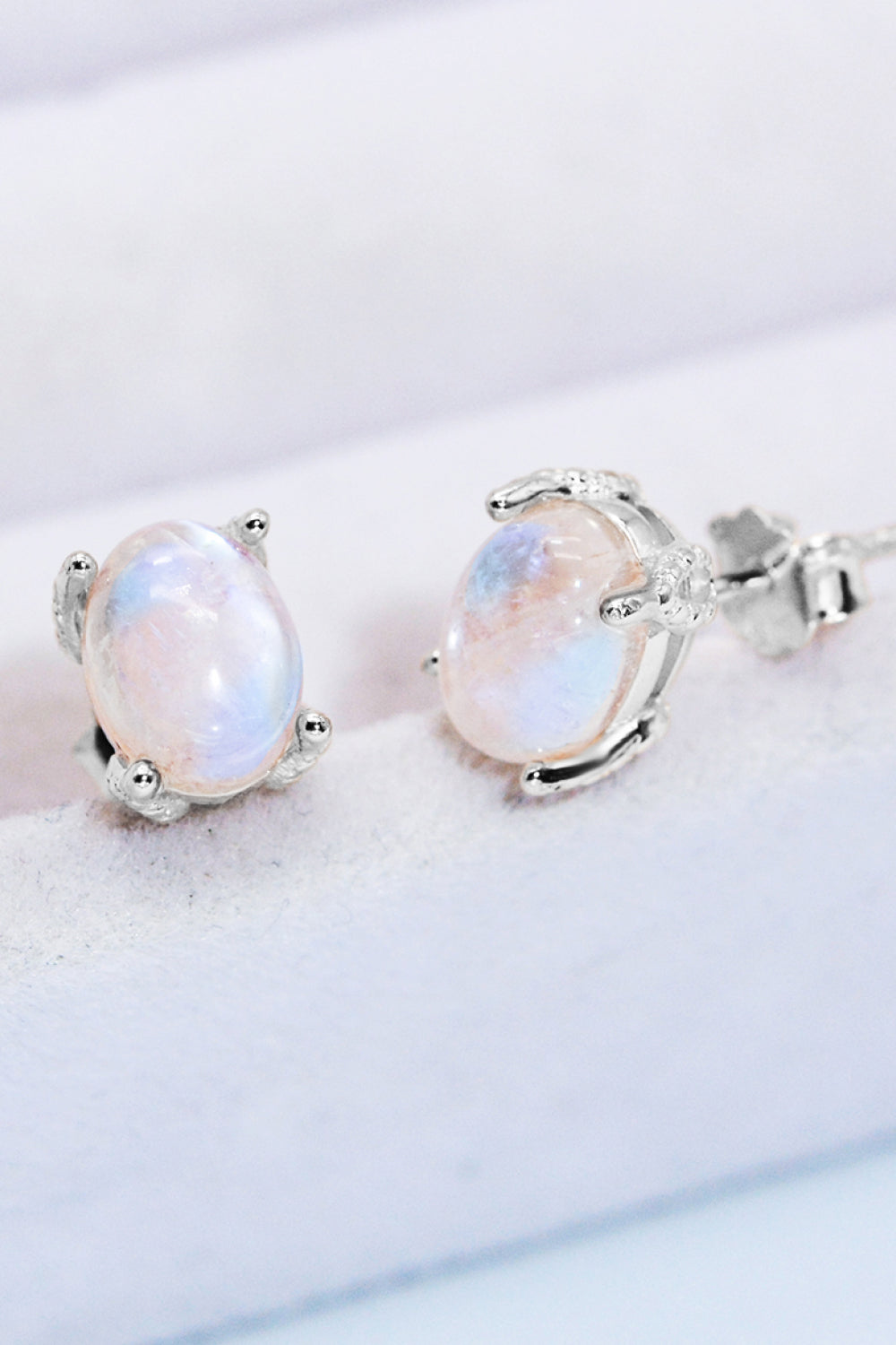 Natural Moonstone 4-Prong Stud Earrings Trendsi