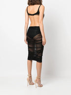 Kaira Cutout Mesh Midi Bandage Dress aclosy