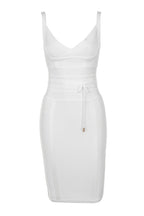 MEAGA TIE WAIST BANDAGE DRESS-WHITE #aclosy